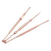Rurah 3 pcs Stainless Steel Ear Pick Double-ended Earpick Ear Wax Curette Remover Ear Cleaner Spoon Spiral Ear Clean Tool