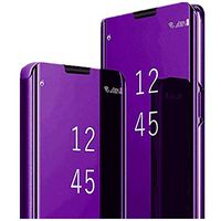 Mirror Makeup Case for Sony Xperia XZ4 case Luxury Slim Standing Cover Translucent View Cover Hard Plastic case Lightweight but Durable Flip Kickstand Protective Bumper Case (Purple)