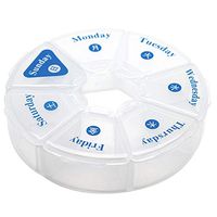 Vonty Weekly Pill Organizer Clear 7 Days Pill Reminder Medicine Box Round Shaped