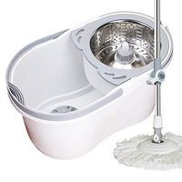 Xiaochongshan 360° Self Wringing Spinning Mop WithBucket On Machine Washable Microfiber Mop Heads–Easy To Use And Store，Mop bucket set (Color : White, Size : 46.5x27x26cm)