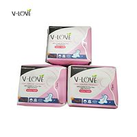 VLOVE Organic Cotton Regular Sanitary Pads for Women Wings, Negative ion Strip, Herbal Scented-30Count(Pack of 3)