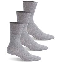 Facool Diabetic Socks for Men Women, Loose Top Non Binding Socks Casual Crew Warm Circulation Socks 3 Pairs Light Grey Large