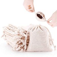 100pcs Small Cotton Double Drawstring Bags Reusable Muslin Cloth Gift Candy Favor Bag Jewelry Pouches for Wedding DIY Craft Soaps Herbs Tea Spice Bean Sachets Christmas, 4x4.5 inch