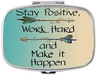 Work Custom Silver Stylish, Slim Design Pill Box Holder，Rectangle Medicine Vitamin Organizer Pill case