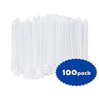 OTOR Jumbo Plastic Drinking Straws Individually Wrapped, Clear, 7.9 inches Long, Pack of 100