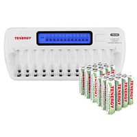 Combo: TN160 12-Bay AA/AAA NiMH/NiCD LCD Charger + 6 Cards: Centura AAA (LSD) NiMH Rechargeable Batteries