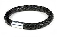 Suki PRO Braided Leather Magnet Therapy Bracelet -8mm (5/16") Black
