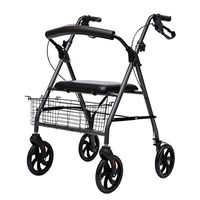 Seniors Walking Aids 4 Wheels Portable Foldable, Drive Walking Aids with Seat, Medical Rollator Walker Double Brake System, Used for Seniors Walking,Gray