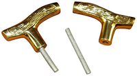 JWL HAWNKOA PRODUCTS (2) Cane Walking Stick Handle Smaller Fritz Style Cast Brass with Steel Threaded Rod Connector