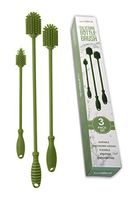 Long Silicone Bottle Brush - Professional Scratch Free Material, Silicone Handle with Firm Grip, FDA Approved Bottle Cleaner, Narrow Bottle Neck Cleaning byChefCD (Green)