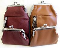 Women's Genuine Leather Cigarette Case +Coin Purse Combo 2pc Set - Burgundy + TAN