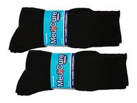 Diabetic socks, unisex cotton therapeutic non binding socks, 3 pairs per pack. Choose your favorite color! (9-11 Crew Black, 6)