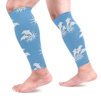 LEVEIS Splash of Water and Two Dolphins Calf Compression Sleeves 1 Pair, Leg Performance Support for Shin Splint Calf Pain Relief Men & Women Guards Sleeves for Running Cycling