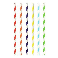 Party Essentials Eco Essentials Biodegradable 6 Colors Rainbow Striped Paper Drinking Straws, for Juices, Cocktail, Coffee, Soda, Shakes, Smoothies, Party Supplies Decorations, 7.75” (Case of 3000)