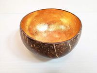 FIVEFOLD THAILAND Coconut Shell Gold Bowl Medium-sized natural coconut shell bowls,for vegan food, buddha bowl,decorative design, eco friendly.