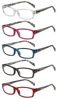Reading Glasses 5 Pairs Fashion Ladies Quality Designed Spring Hinge Readers for Women +3.5