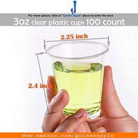 Golden Apple, 3 oz 100ct Clear Plastic Cups. Disposable Mini Cups, Plastic Cups, Plastic Shot Glasses, Jello Shot Party Tumblers .BPA Free.