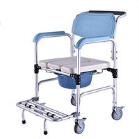 Chair Shower Bedside Commode Padded Seat with Wheels,Household Commode Toilet Rolling Shower with Casters (4 Wheels Brakes) - Maximum Support 150kg/330 Lbs