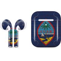 Skinit Decal Audio Skin for Apple AirPods with Wireless Charging Case - Officially Licensed Skinit Originally Designed Guam Flag Dark Wood Design