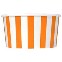 [1,000 Count] Orange Paper Ice Cream Cups - 4 oz Striped Dessert Bowls - Comes In Many Colors & Sizes! Frozen Dessert Supplies