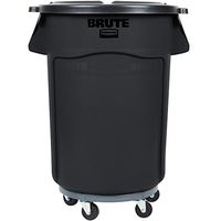 TableTop King 690FG44TCBKK Brute 44 Gallon Black Executive Trash Can with Lid and Dolly Kit