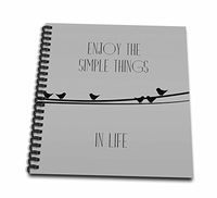 3dRose db_195679_1 Enjoy Life Birds on Wire Drawing Book, 8 by 8"