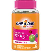 One A Day VitaCraves Teen for Her Multivitamin Gummies, Supplement with Vitamin A, Vitamin C, Vitamin D, Vitamin E and Zinc for Immune Health Support* & more, 60 Count