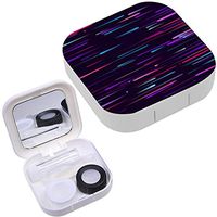 Portable Contact Lens Case Box Travel Kit Mirror + Bottle + Tweezers Container Holder [ Speed Lines Neon Light Particles ]
