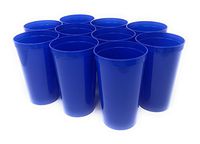 CSBD Stadium 22 oz. Plastic Cups, 10 Pack, Blank Reusable Drink Tumblers for Parties, Events, Marketing, Weddings, DIY Projects or BBQ Picnics, No BPA (Blue)