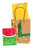 Molly & Rex 61547 Watermelon Gold Foil Gem Embellished Notepad -Life is Sweet! + Gift Bag.