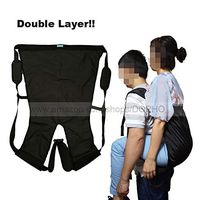 Double Layer Patient Lift Sling Carrier One-Person Transferring Belt for Carrying Up and Down Stairs to Bed,Wheelchair,Chair,Car,Vehicle for Elderly,Handicapped,Disabled,Bedridden (Black, Small)