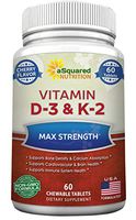 Vitamin D3 with K2 Supplement - Max Strength D-3 Cholecalciferol & K-2 MK7 to Support Healthy Bones, Teeth, Heart - Antioxidant D 3 & K 2 MK-7 Energy Formula for Men and Women (60 Tablets)