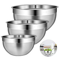 WWSHM 3pcs Stainless Steel Mixing Bowls for Refrigerator Mixing Salad or Dish-washing Machine Kitchen Supplies Food Container