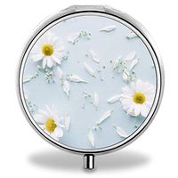 AUdddflsicenshf Pill Organizer Case Box,Daily Round Vitamin Organizer Box Daisies Summer