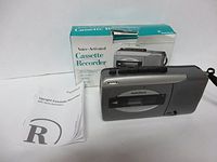 Radio Shack voice-activated Cassette Recorder CTR-123 standard size tapes uaed.