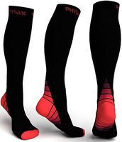 Physix Gear Compression Socks for Men & Women 20-30 mmhg, Best Graduated Athletic Fit for Running Nurses Shin Splints Flight Travel & Maternity Pregnancy - Boost Stamina Circulation & Recovery RED XXL