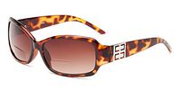 Readers.com The Karissa Bifocal Sun Readers for Women, Womens Rectangular Reading Glasses Sunglasses, Rectangle Full Frame Readers + 2.00 Brown Tortoise (Microfiber Cleaning Carrying Pouch Included)