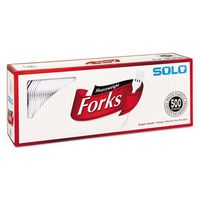 SOLO No Model Cup Company Heavyweight Plastic Cutlery, Forks, White, 6.41 In, 500/Carton, 500 Pieces