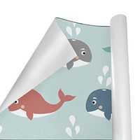 Gift Wrapping Paper Roll Cartoon Cute Whales for Birthday,Holiday,Wedding,Baby Shower Gift Wrap - 3Rolls - 58inch x 23inch Per Roll