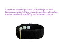 Sleep Aid, Acupressure Bracelet, Lavender Aromatherapy, Insomnia Band, Anti Nausea, Emotion Bracelet (Single Band) Black, Lavender (Large 8 in)