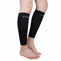Leg Compression Sleeve Pair Tattoo Cover up for Women Men - Calf Shin Support for Shin Splints and Calf Pain Relief Basketball Running Enhance Blood Circulation Two Pieces (Black)