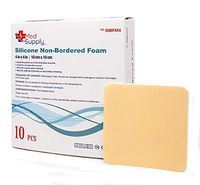 Medical Grade Premium MedSupply Silicone Non-Bordered Foam Dressing. (4'' x 4'') Box of 10