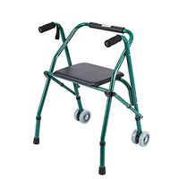 XHRHao Foldable Walker 5 Adjustable Height Levels Made of Aluminum Alloy Rollator Lightweight with Chair Fuction Waterproof Portable Walk Assist for Elderly Green (Color : Green)
