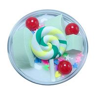 DIY Fluffy Slime Kit for Kids and Adults, Cute Lollipop Slime Super Stress Relief Mix Color Putty Scented Toy Soft and Non-Sticky Gift (60ml) (White)