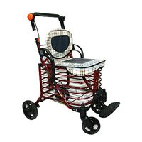 Old Man Shopping Cart Folding, Lightweight with Seat Portable Trolley, Wheelchair Dual-use