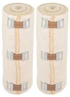 NexSkin 6" Organic Latex Free American Cotton - Comfort Elastic Bandage with Clip Fasteners - Beige, 2 Pack