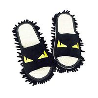 Frjjthchy Home Clean Mop Slippers Non-Slip Floor Dust Cleaning Tools Microfiber Anti-Slip Moccasin for Dust Dirt Hair (Black)