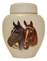 Horse Heads Funeral Urn - Cremation Urn for Human Ashes - Hand Made Pottery