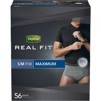 Real Fit Incontinence Briefs for Men, Maximum Absorbency, S/M, Black, 56 count