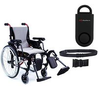 Karman S-Ergo 305 Ultra Lightweight Ergonomic Wheelchair | Upgraded to Elevating Legrests | Seat Size 18" X 17" | Frame Color Rose Red & Free 130 dB Black Safety Alarm! + Black Belt!